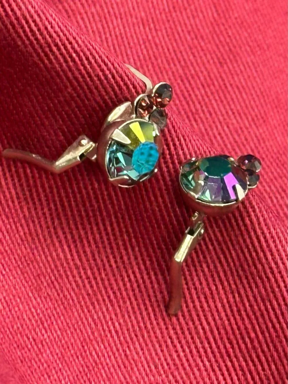 Sorrelli Earrings AB Crystal & Trio of Red Crystals